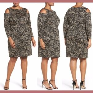 NEW! Eliza J Metallic Knit Cold Shoulder Sheath Dress‎ [PLUS SIZE 18W ]